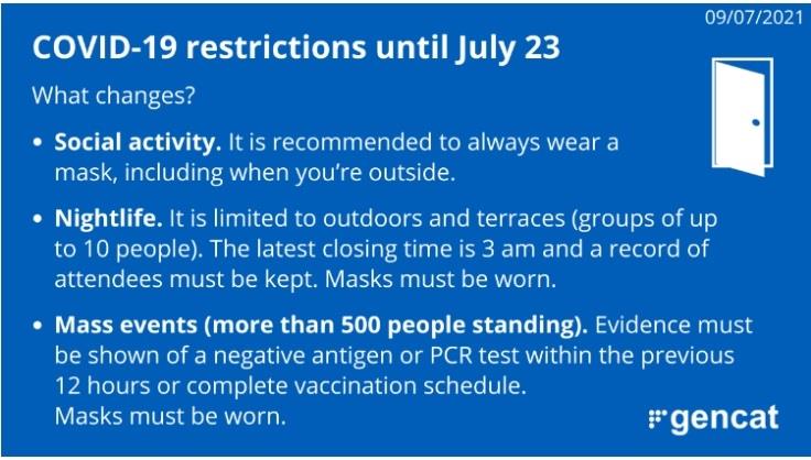 Nouvelles restrictions temporaires Covid-19 à Barcelone